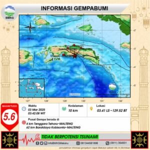Kecamatan Tehoru Diguncang 4 Kali Gempa