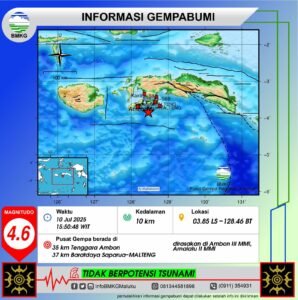 Gempa Magnitudo 4,6 Guncang Ambon